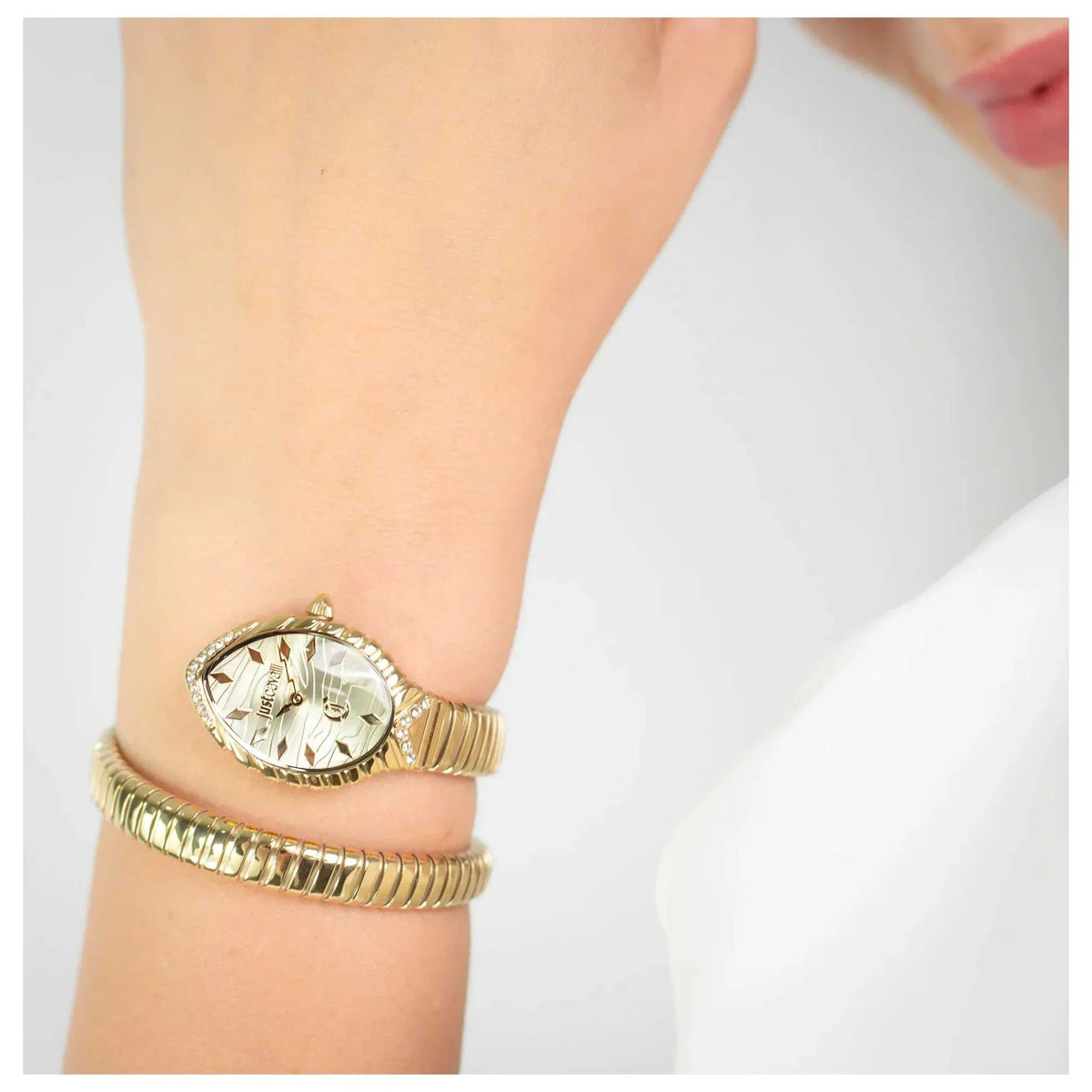 Just Cavalli Specchio Gold Dial Gold Steel Strap Watch for Women - JC1L322M0025