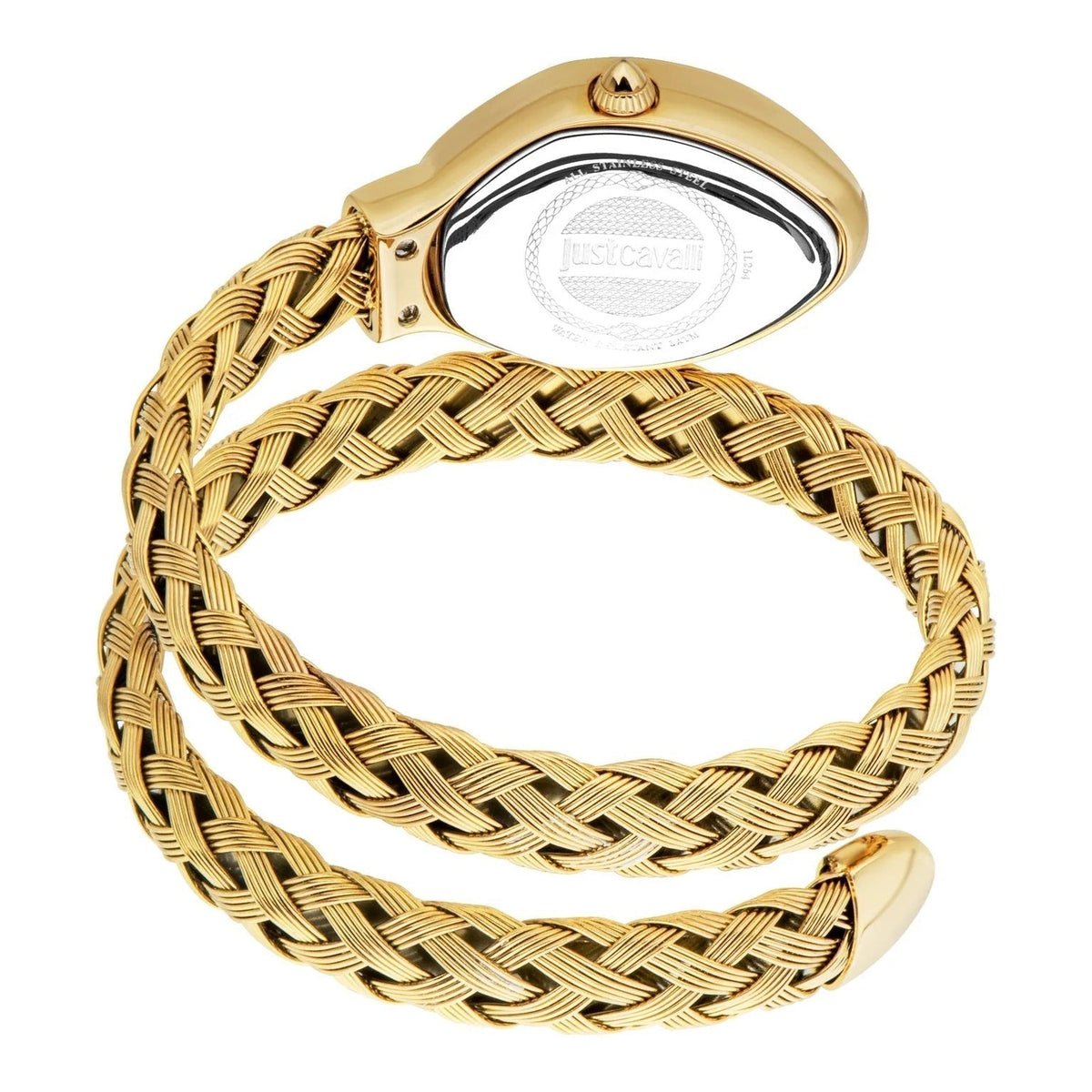 Just Cavalli Novara Red Dial Gold Steel Strap Watch for Women - JC1L264M0035