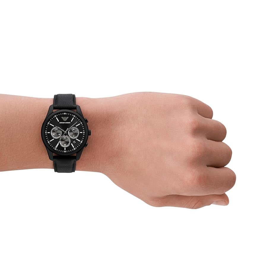 Shop Authentic Emporio Armani Antonio Chronograph Black Dial Black Leather Strap Watch for Men - AR11583 - Luxxuri