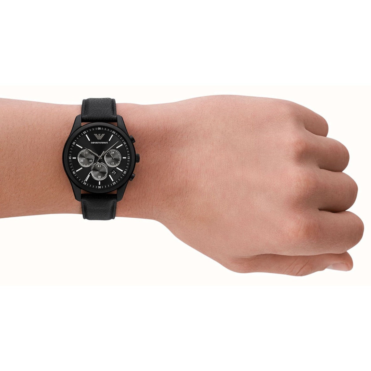Shop Authentic Emporio Armani Antonio Chronograph Black Dial Black Leather Strap Watch for Men - AR11583 - Luxxuri