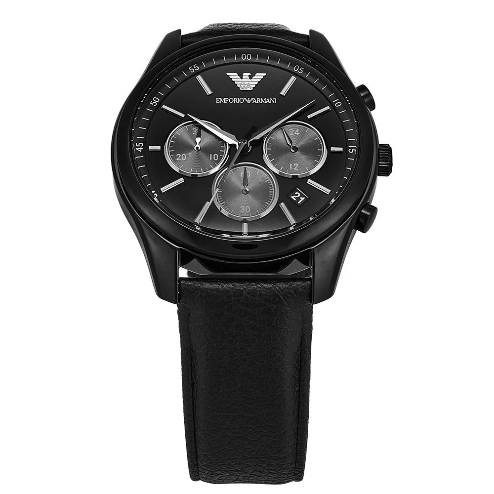 Shop Authentic Emporio Armani Antonio Chronograph Black Dial Black Leather Strap Watch for Men - AR11583 - Luxxuri