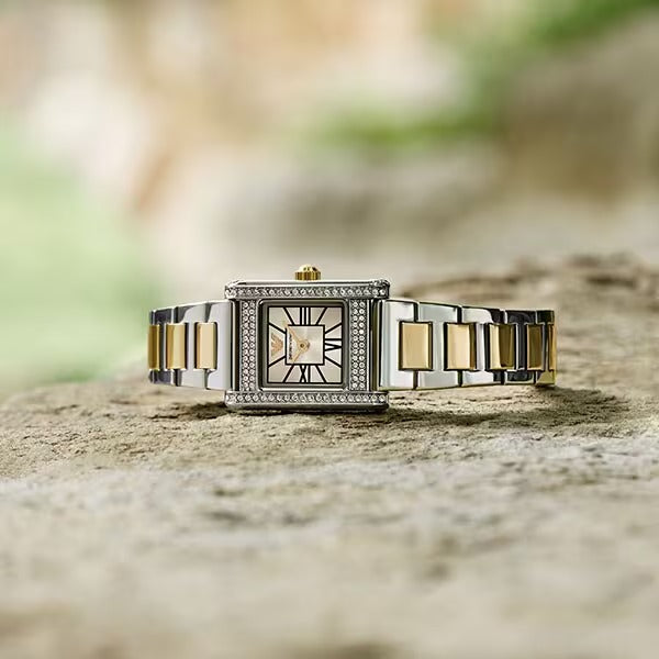 Shop Authentic Emporio Armani Genni Crystals Silver Dial Two Tone Steel Strap Watch for Women - AR11704 - Luxxuri