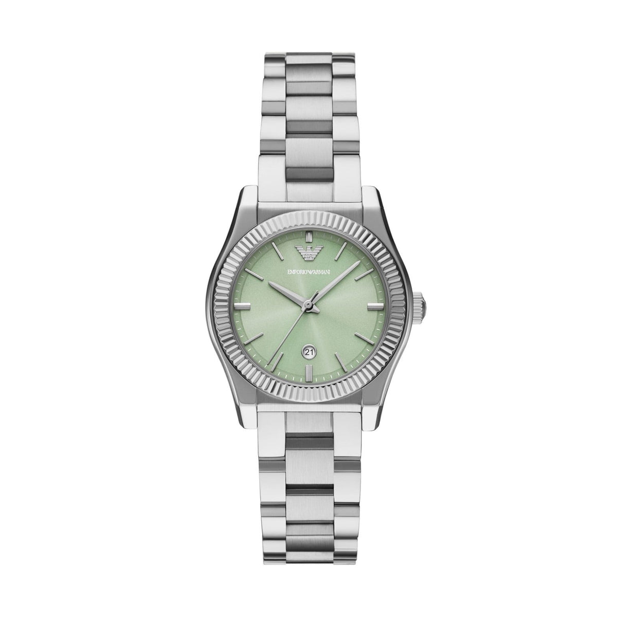 Emporio Armani Federica Mint Green Dial Silver Steel Strap Watch for Women - AR11656
