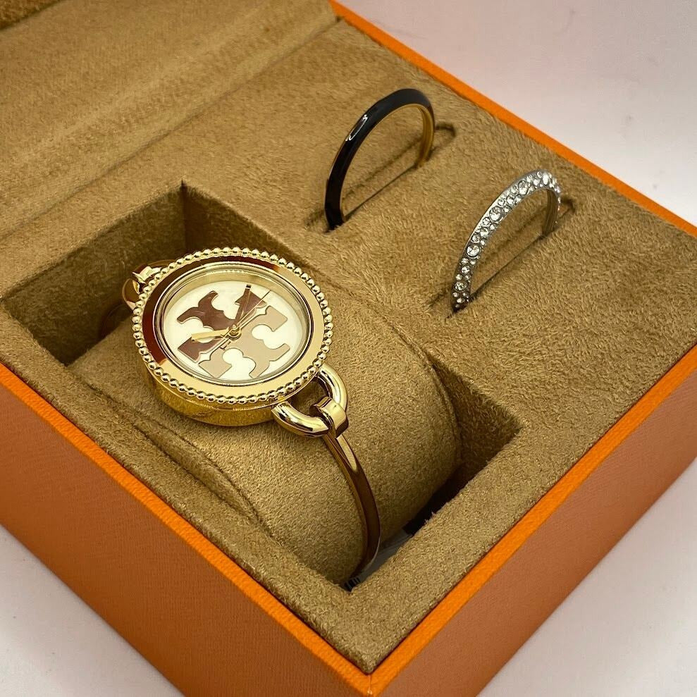 Tory Burch Riva Gold Dial Gold Steel Strap Watch for Women - TBW4029