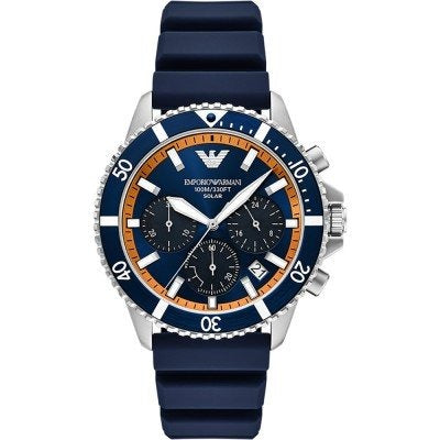 Shop Authentic Emporio Armani World Explorer Chronograph Blue Dial Blue Silicone Strap Watch for Men - AR11696 - Luxxuri