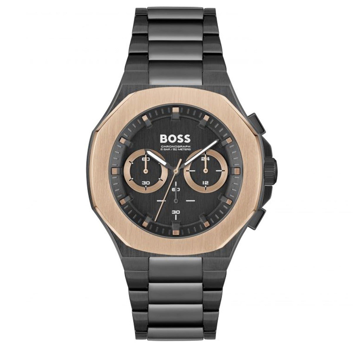 Shop Authentic Hugo Boss Taper Chronograph Black Dial Black Steel Strap Watch for Men - 1514090 - Luxxuri