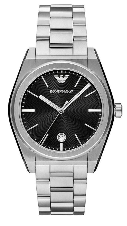 Shop Authentic Emporio Armani Frederico Analog Black Dial Silver Steel Strap Watch for Men - AR11622 - Luxxuri
