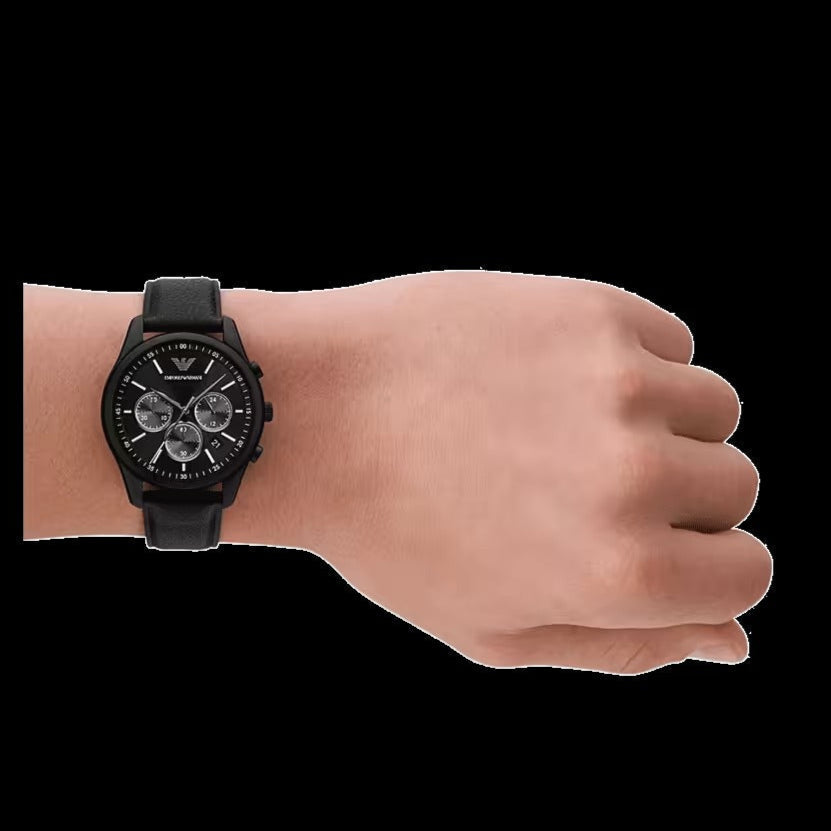 Shop Authentic Emporio Armani Antonio Chronograph Black Dial Black Leather Strap Watch for Men - AR11583 - Luxxuri