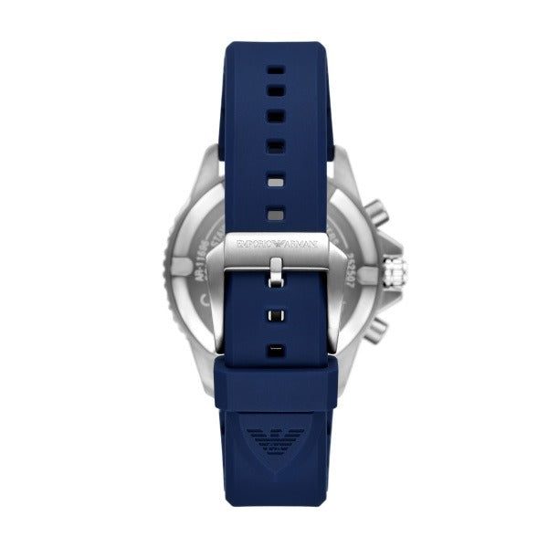 Shop Authentic Emporio Armani World Explorer Chronograph Blue Dial Blue Silicone Strap Watch for Men - AR11696 - Luxxuri
