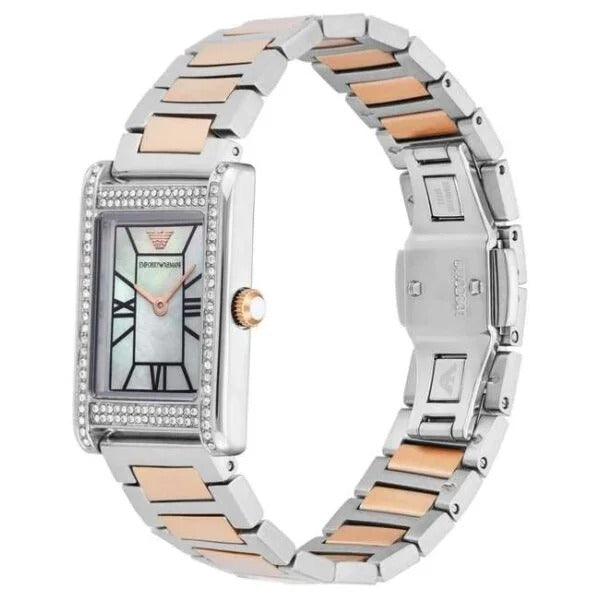 Emporio Armani Genni Mother of Pearl Dial Two Tone Steel Strap Watch for Women - AR11626