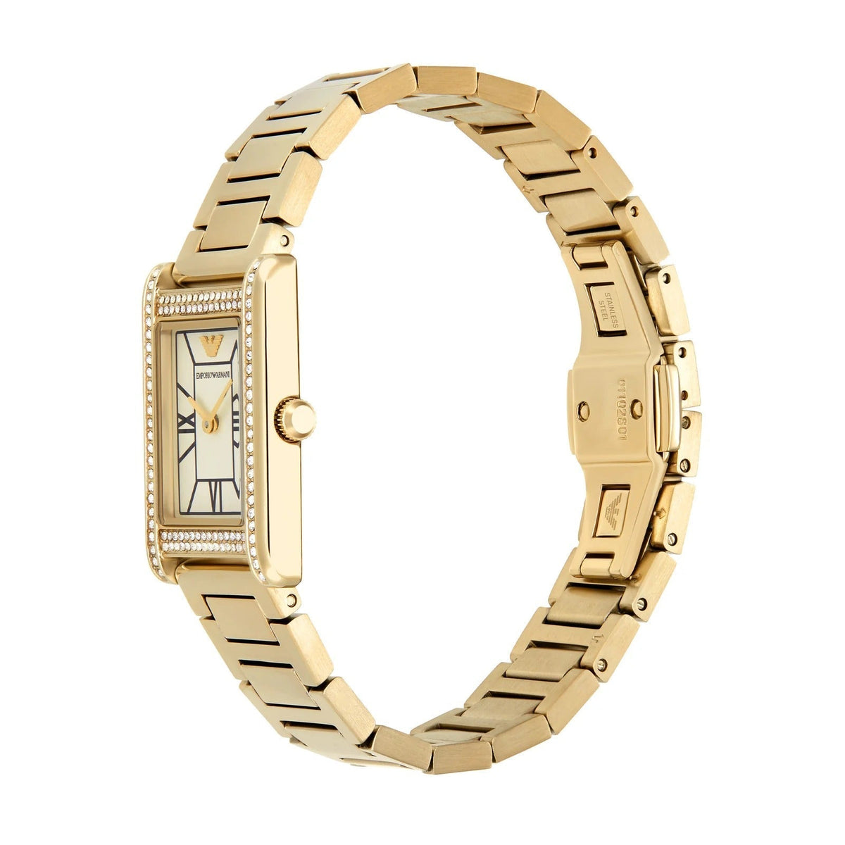 Shop Authentic Emporio Armani Genni Crystals Mother of Pearl Dial Gold Steel Strap Watch for Women - AR11659 - Luxxuri