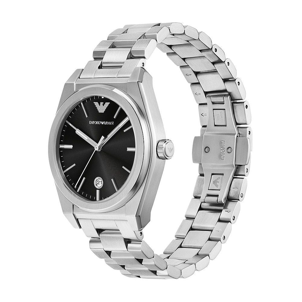Shop Authentic Emporio Armani Frederico Analog Black Dial Silver Steel Strap Watch for Men - AR11622 - Luxxuri