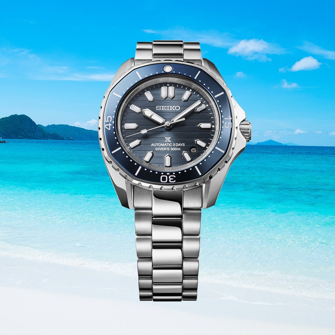 Seiko Prospex Polygonal Divers Automatic Blue Dial Silver Steel Strap Watch for Men - SPB483J1