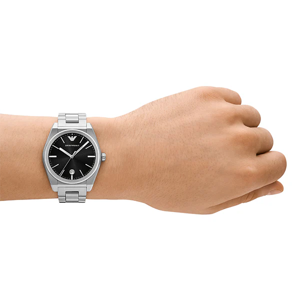 Shop Authentic Emporio Armani Frederico Analog Black Dial Silver Steel Strap Watch for Men - AR11622 - Luxxuri