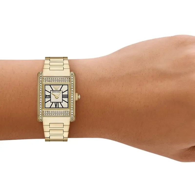 Shop Authentic Emporio Armani Genni Crystals Gold Dial Gold Steel Strap Watch for Women - AR11663 - Luxxuri