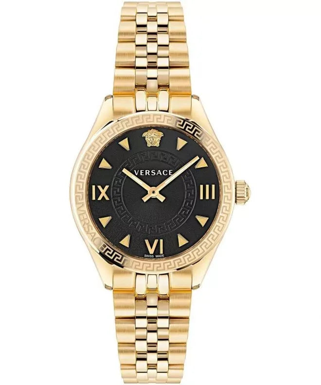 Shop Authentic Versace Hellenyium Quartz Black Dial Gold Steel Strap Watch for Women - VE2S00622 - Luxxuri