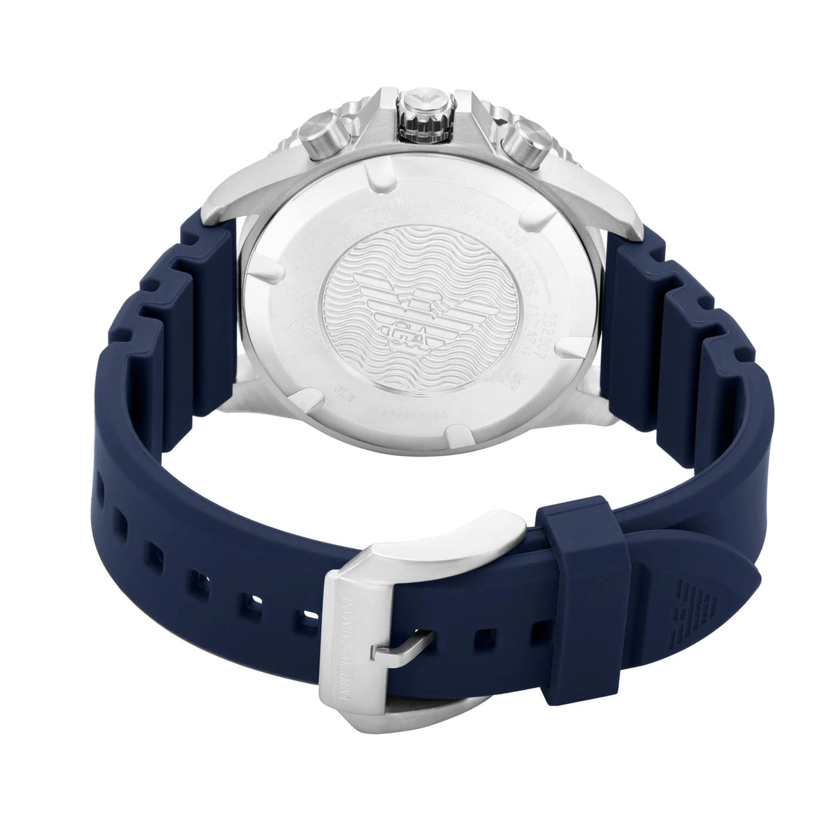 Shop Authentic Emporio Armani World Explorer Chronograph Blue Dial Blue Silicone Strap Watch for Men - AR11696 - Luxxuri