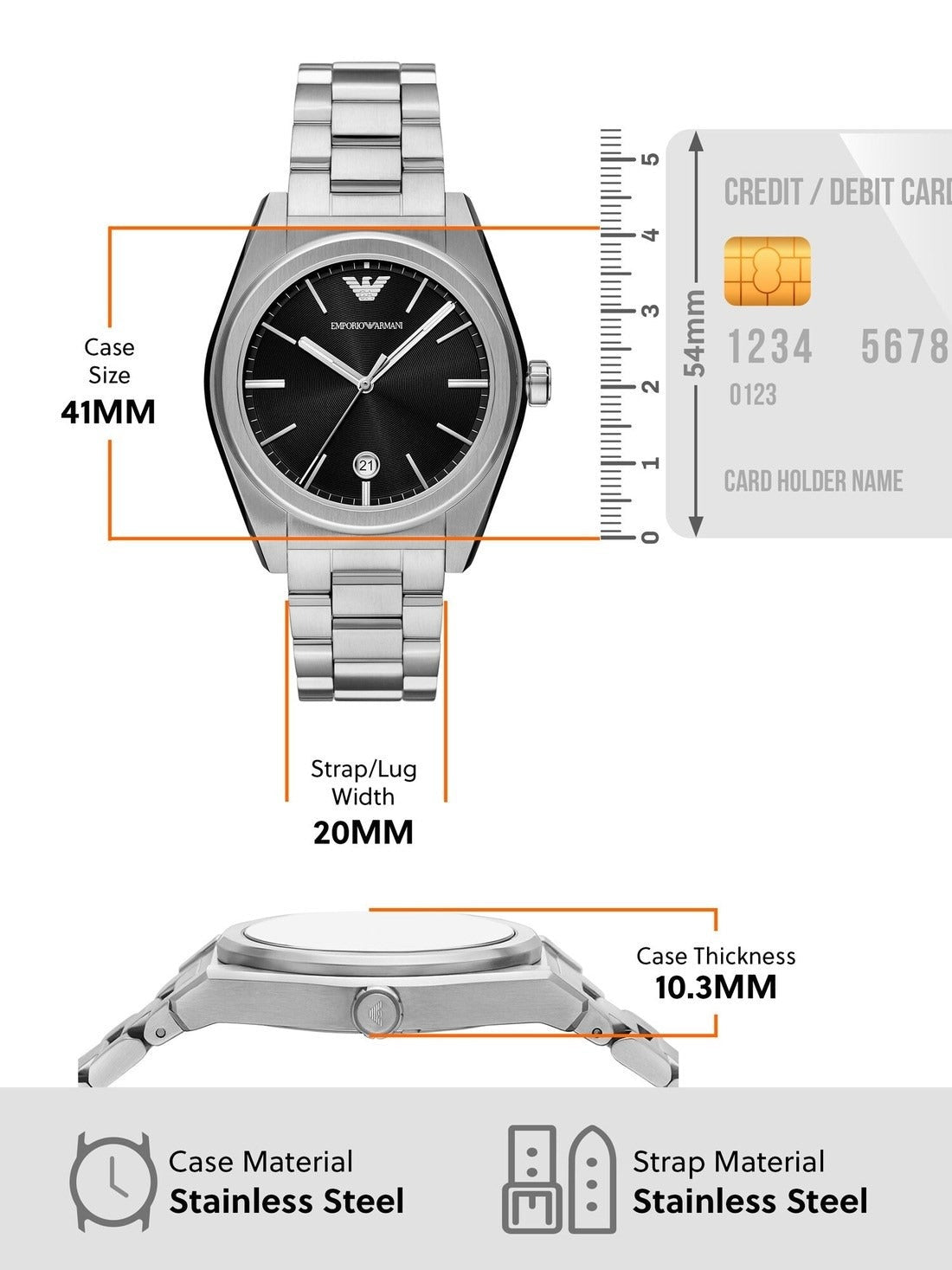 Shop Authentic Emporio Armani Frederico Analog Black Dial Silver Steel Strap Watch for Men - AR11622 - Luxxuri