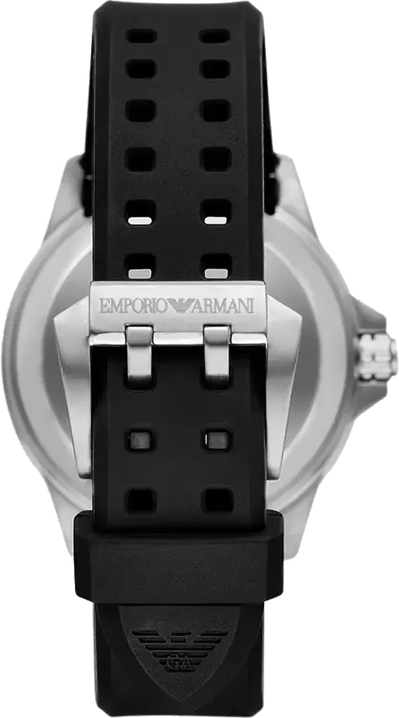 Emporio Armani Sea Explorer Black Dial Black Silicone Strap Watch for Men - AR60086