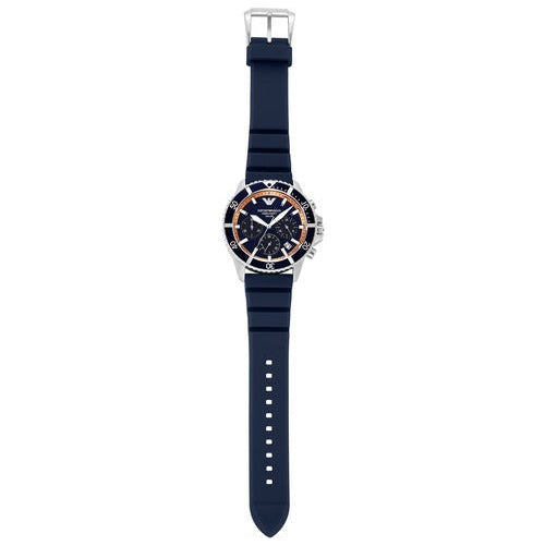Shop Authentic Emporio Armani World Explorer Chronograph Blue Dial Blue Silicone Strap Watch for Men - AR11696 - Luxxuri