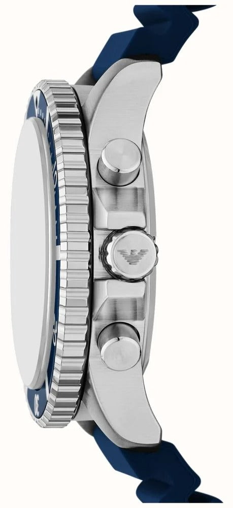 Shop Authentic Emporio Armani World Explorer Chronograph Blue Dial Blue Silicone Strap Watch for Men - AR11696 - Luxxuri