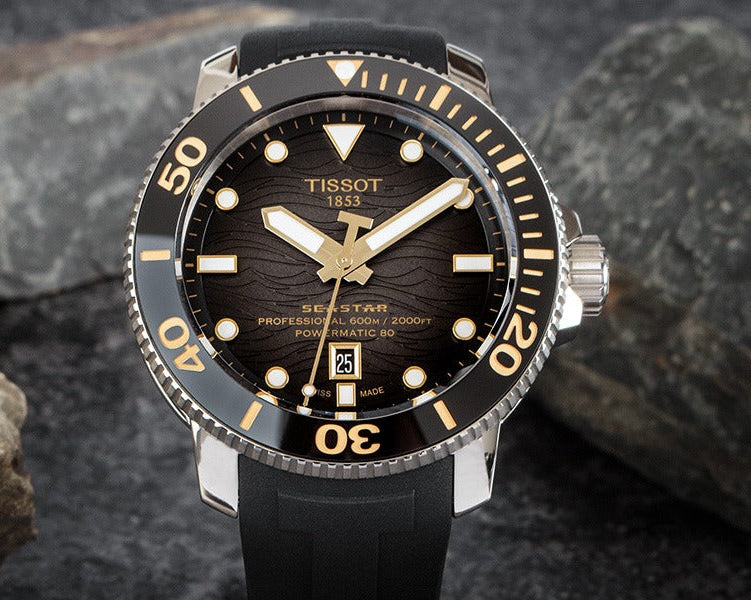 Tissot Seastar 2000 Professional Powermatic 80 Black Dial Black Rubber Strap Watch for Men - T120.607.17.441.01
