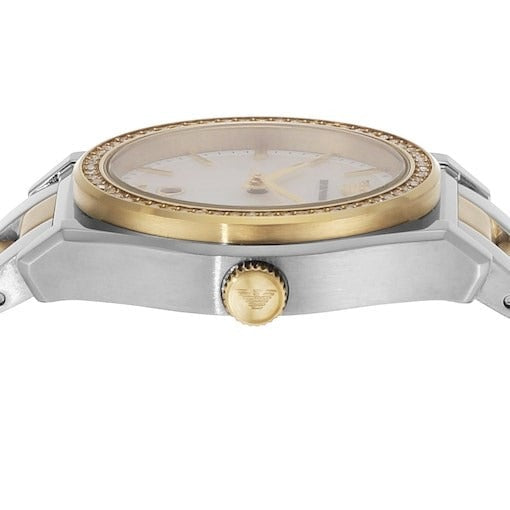 Emporio Armani Federica Mother of Pearl Dial Two Tone Steel Strap Watch for Women - AR11559