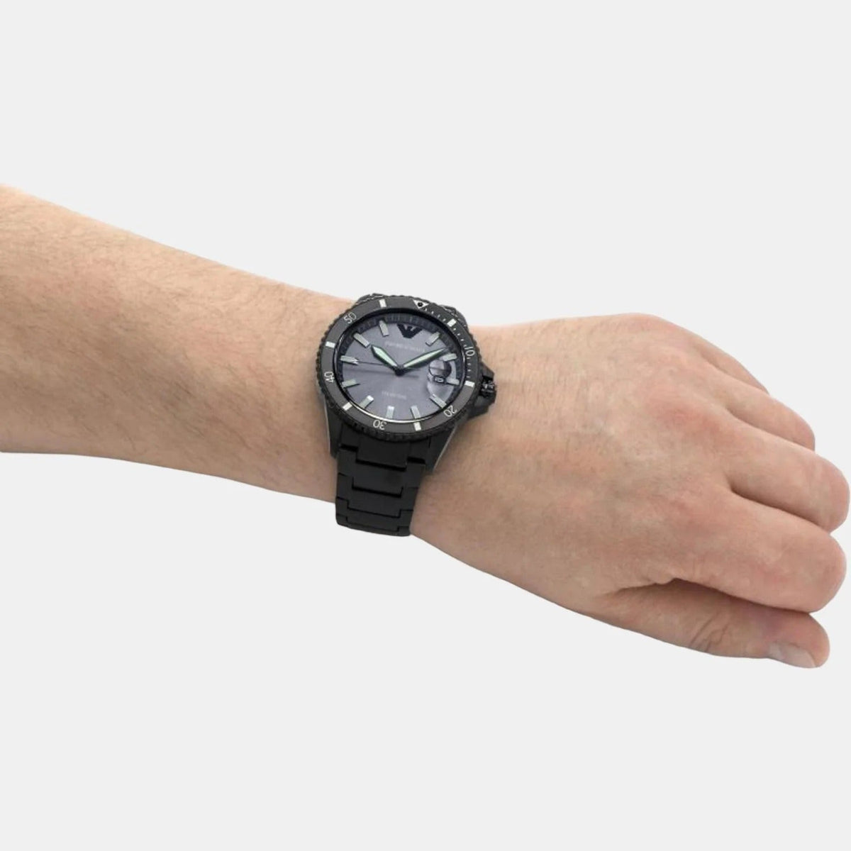 Emporio Armani World Explorer Black Dial Black Steel Strap Watch for Men - AR11398