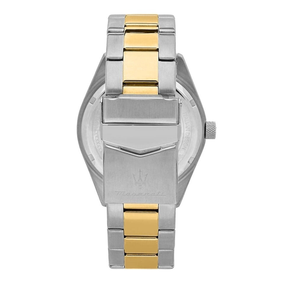 Maserati Competizione Black Dial Two Tone Steel Strap Watch for Men - R8853100042