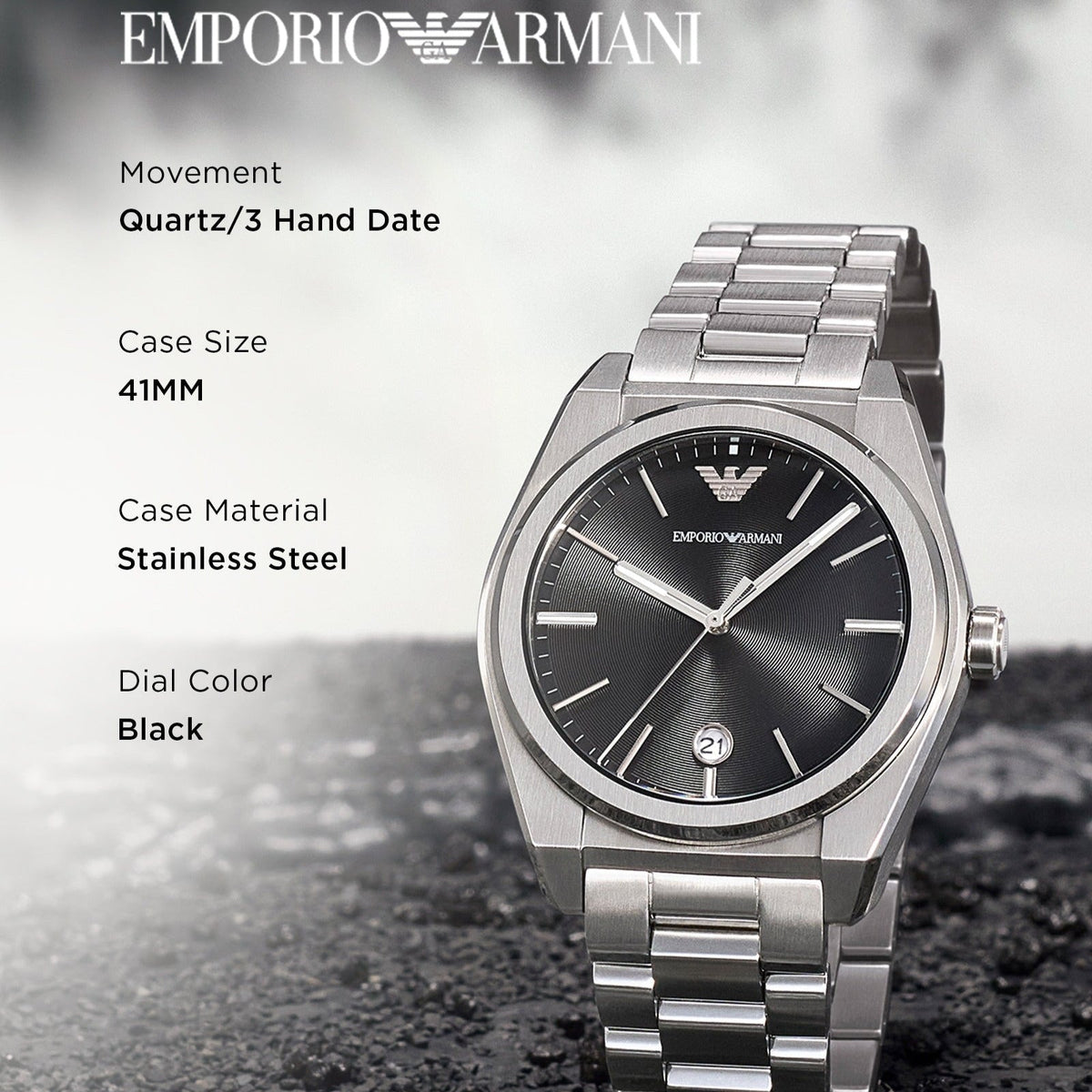 Shop Authentic Emporio Armani Frederico Analog Black Dial Silver Steel Strap Watch for Men - AR11622 - Luxxuri
