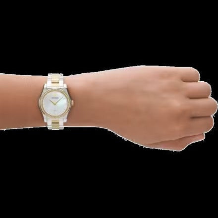 Emporio Armani Federica Mother of Pearl Dial Two Tone Steel Strap Watch for Women - AR11559