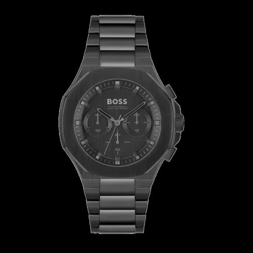 Shop Authentic Hugo Boss Taper Chronograph Black Dial Black Steel Strap Watch for Men - 1514088 - Luxxuri