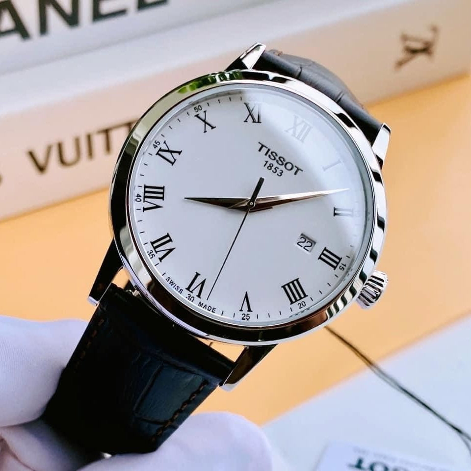 Tissot T Classic Dream Quartz White Dial Brown Leather Strap Watch for Men - T129.410.16.013.00