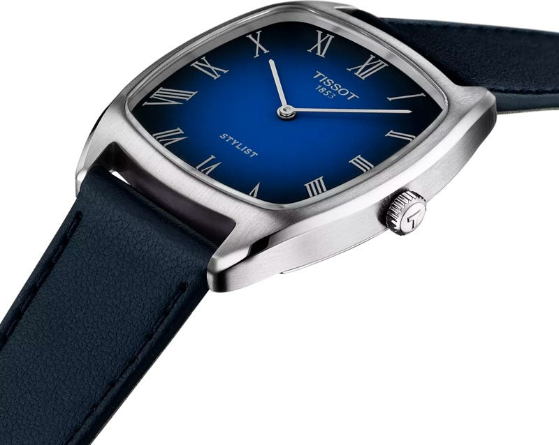 Tissot Stylist Quartz Blue Dial Blue Leather Strap Watch for Men - T159.909.16.043.00