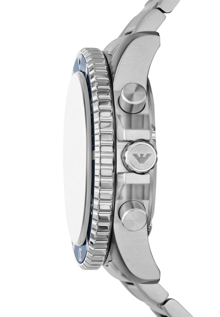 Shop Authentic Emporio Armani World Explorer Chronograph Blue Dial Silver Steel Strap Watch for Men - AR11681 - Luxxuri