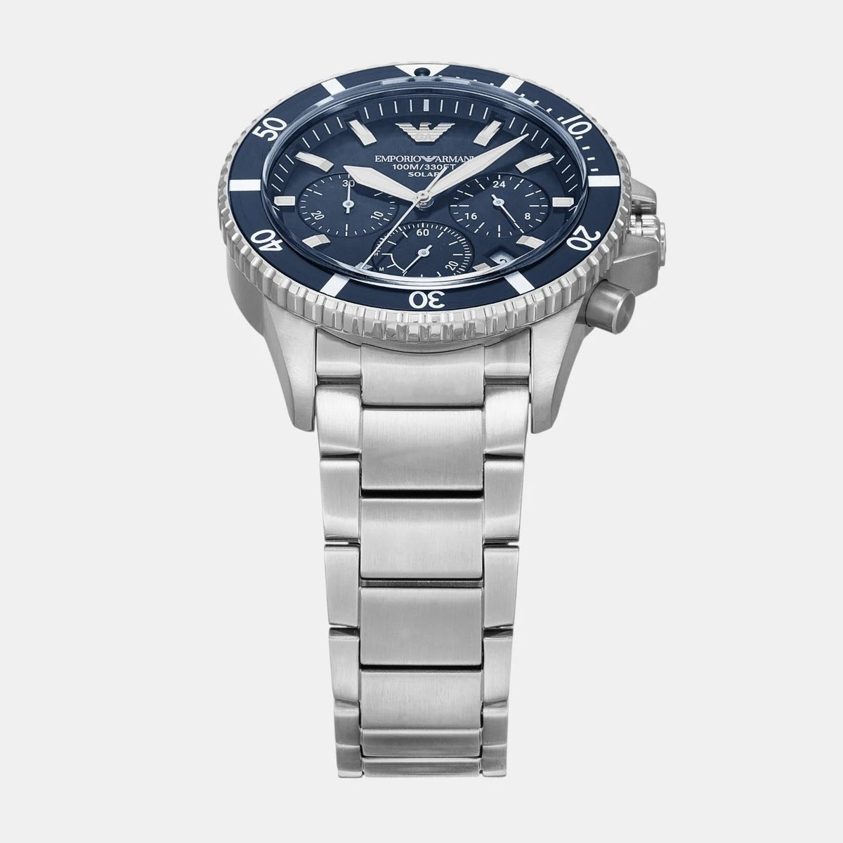 Shop Authentic Emporio Armani World Explorer Chronograph Blue Dial Silver Steel Strap Watch for Men - AR11681 - Luxxuri