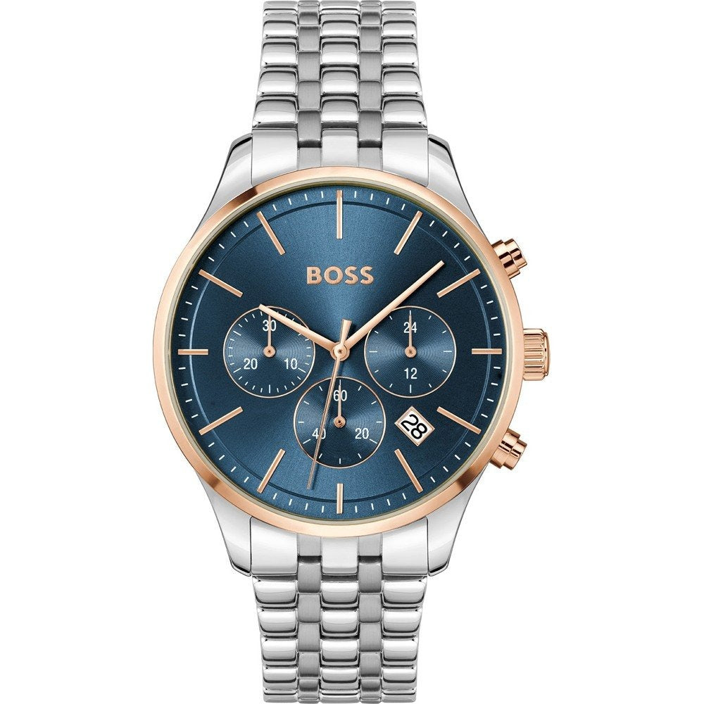 Shop Authentic Hugo Boss Avery Chronograph Blue Dial Silver Steel Strap Watch for Men - 1514158 - Luxxuri
