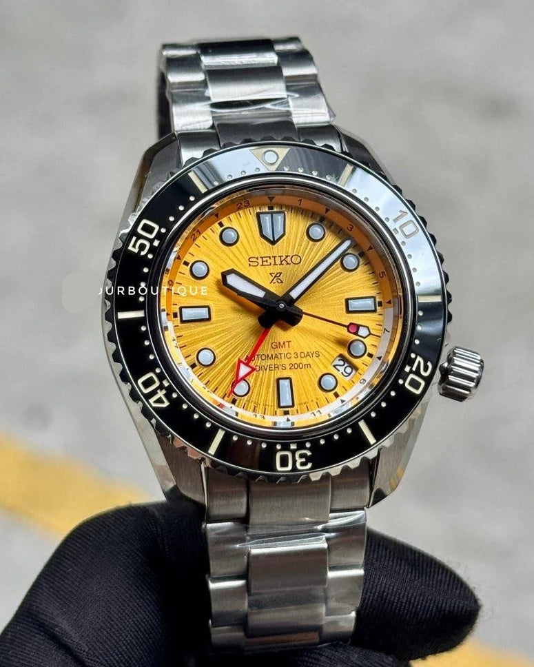 Seiko Prospex The Night of Siam Limited Edition Yellow Dial Silver Steel Strap Watch for Men - SPB487J1