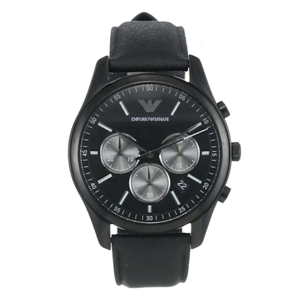 Shop Authentic Emporio Armani Antonio Chronograph Black Dial Black Leather Strap Watch for Men - AR11583 - Luxxuri