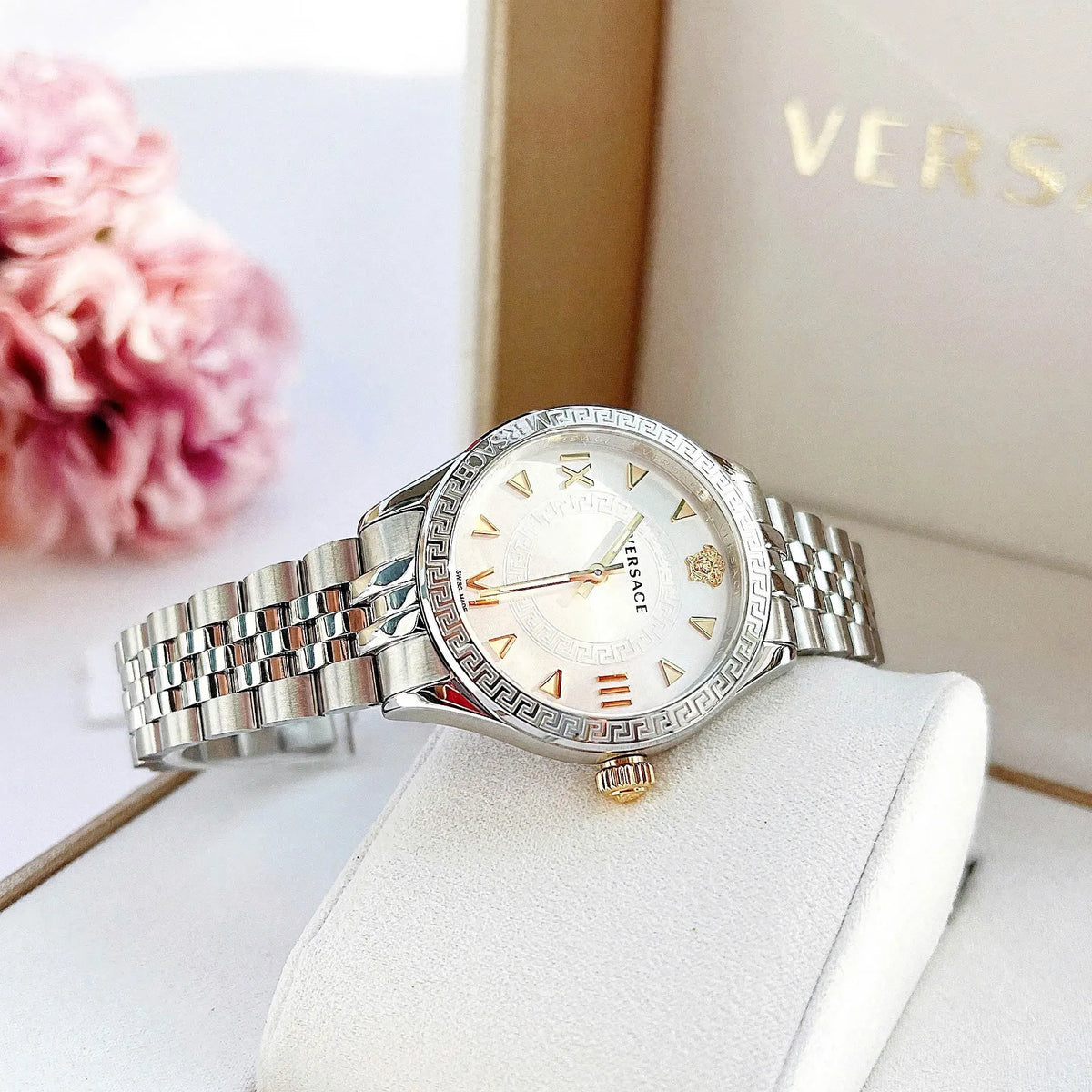 Versace Hellenyium Quartz Silver Dial Silver Steel Strap Watch for Women - VE2S00322