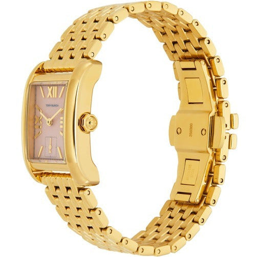 Tory Burch Eleanor Mother of Pearl Pink Dial Gold Steel Strap Watch for Women - TBW1077
