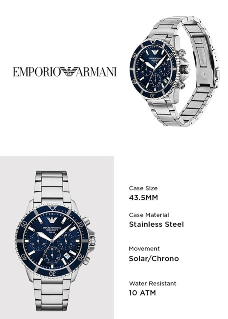 Shop Authentic Emporio Armani World Explorer Chronograph Blue Dial Silver Steel Strap Watch for Men - AR11681 - Luxxuri