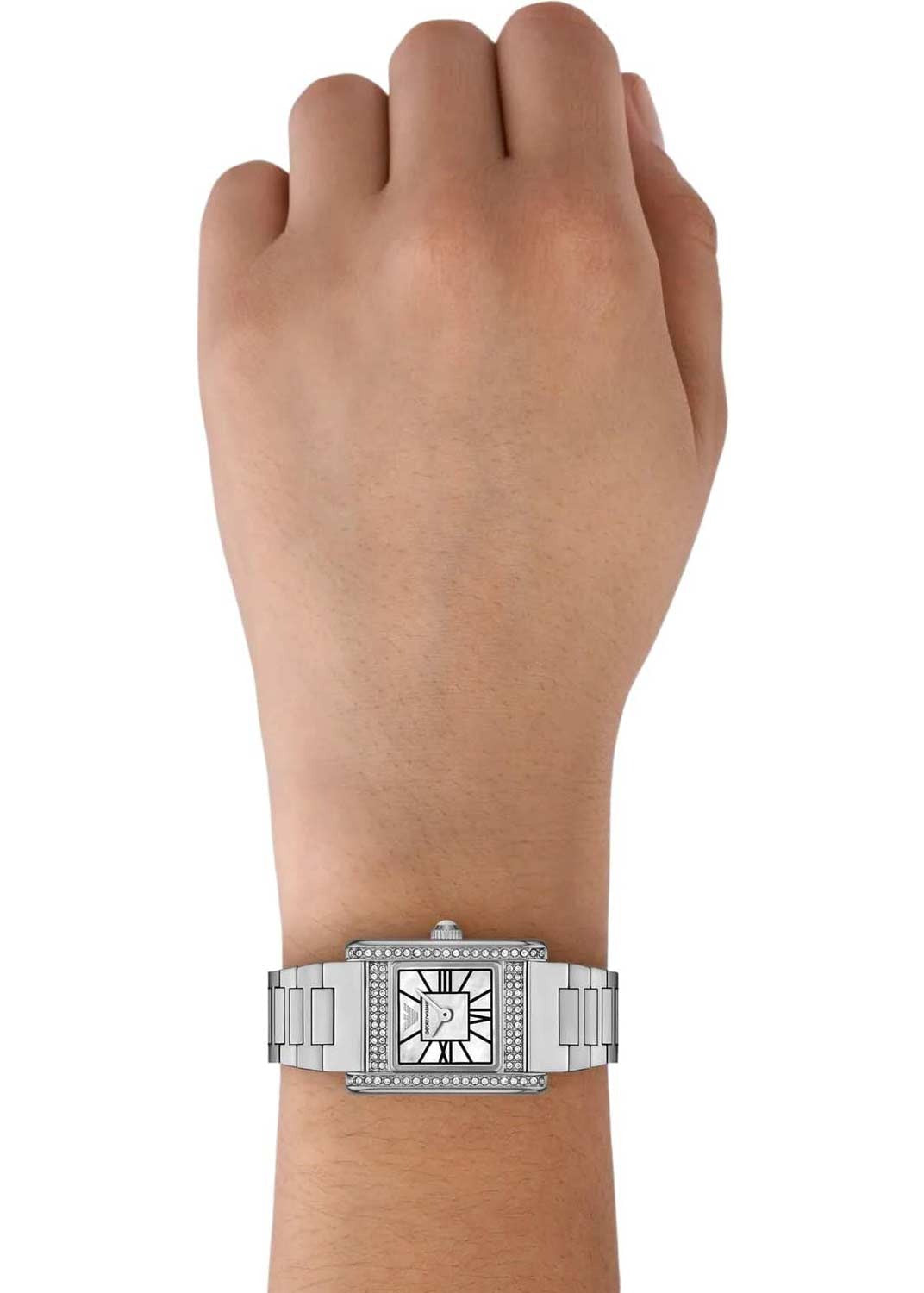 Shop Authentic Emporio Armani Genni Analog Mother of Pearl Dial Silver Steel Strap Watch for Women - AR11662 - Luxxuri