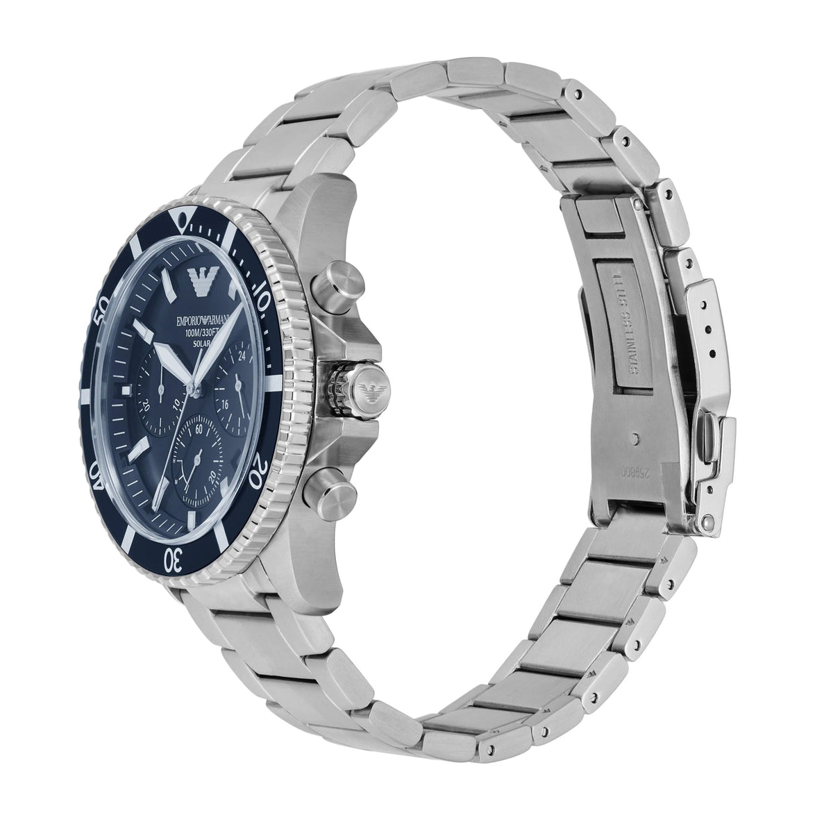 Shop Authentic Emporio Armani World Explorer Chronograph Blue Dial Silver Steel Strap Watch for Men - AR11681 - Luxxuri