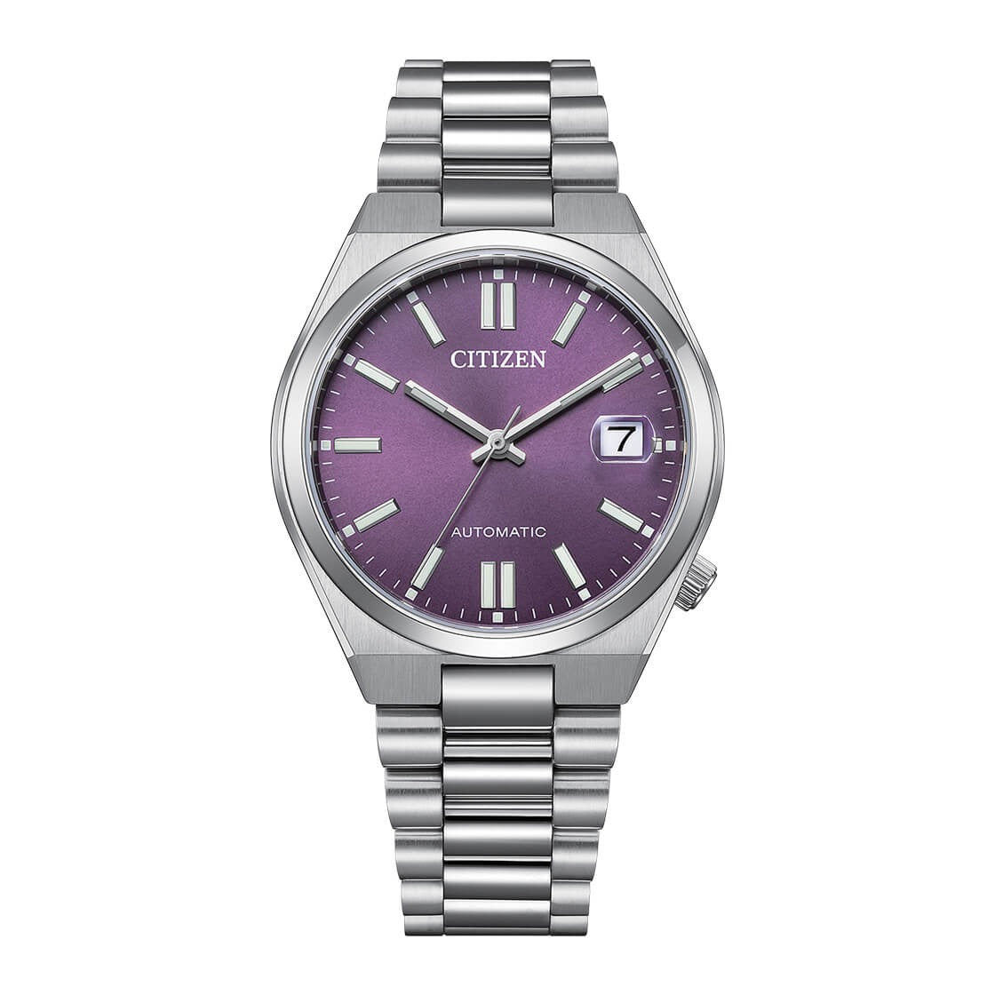 Citizen Tsuyosa Automatic Purple Dial Silver Steel Strap Watch for Men - NJ0200-50W