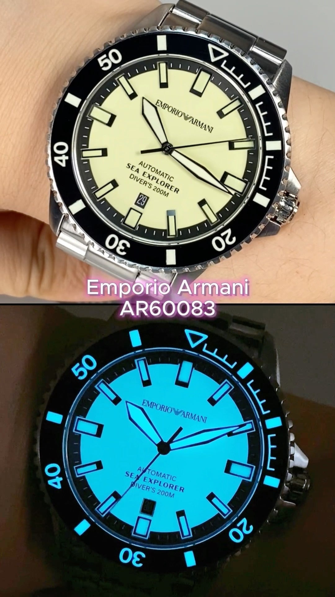 Emporio Armani Sea Explorer Yellow Dial Silver Steel Strap Watch for Men - AR60083