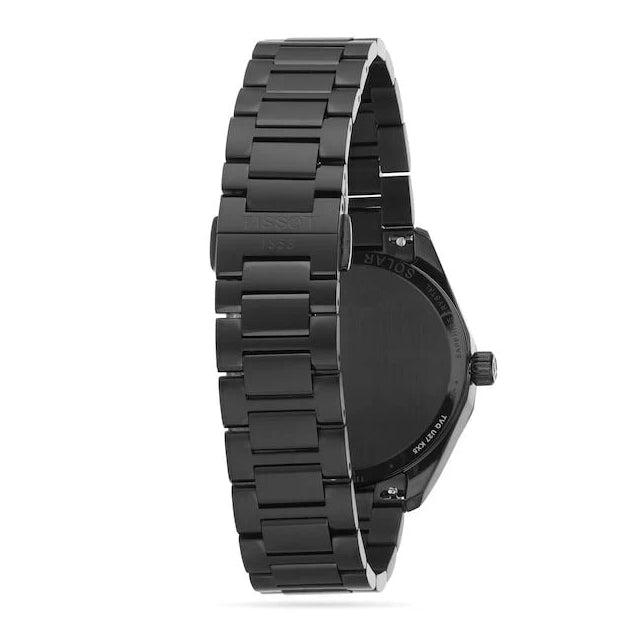 Tissot PRC 100 Solar Quartz Black Dial Black Steel Strap Watch for Men - T151.422.33.051.00