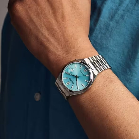 Citizen Tsuyosa Automatic Turquoise Blue Dial Silver Steel Strap Watch for Men - NJ0151-53L