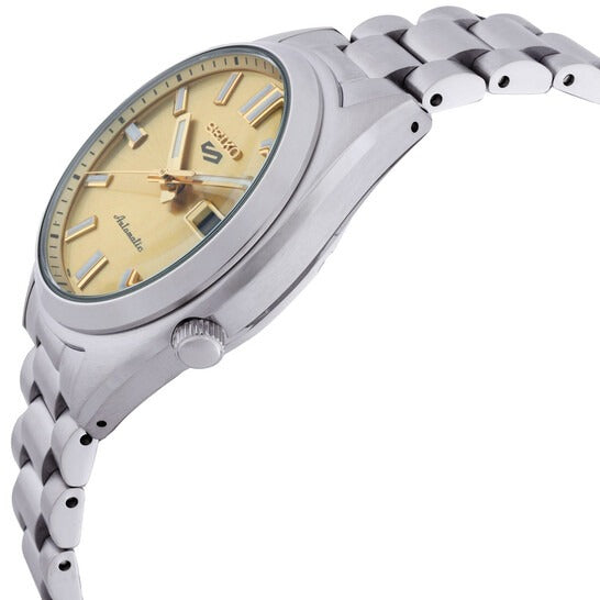 Seiko 5 Sports SNXS Automatic Gold Dial Silver Steel Strap Watch for Men - SRPL59K1