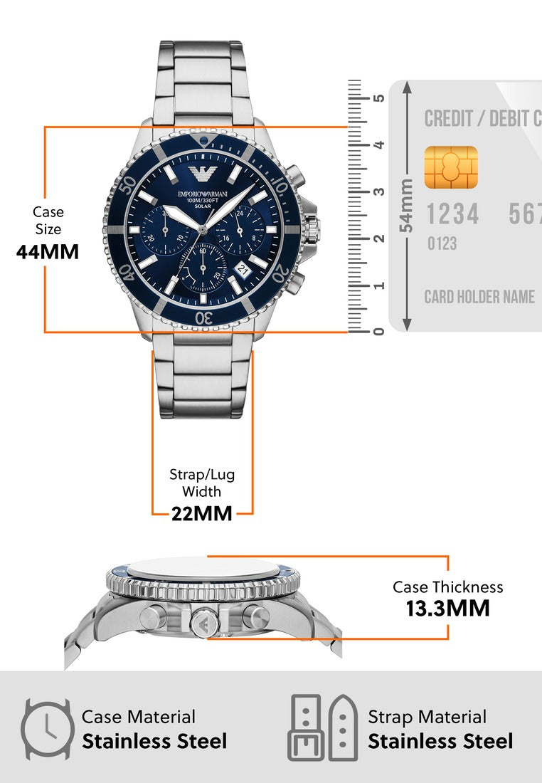 Shop Authentic Emporio Armani World Explorer Chronograph Blue Dial Silver Steel Strap Watch for Men - AR11681 - Luxxuri